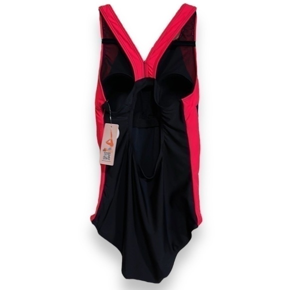 MyCharmo 50 UPF One Piece Bathing Suit Black and Pink Women’s Size M NWT! - Picture 6 of 9